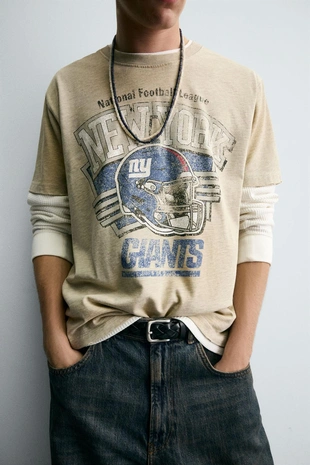 Футболка с эффектом потертости NFL NEW YORK GIANTS- Заказать в России