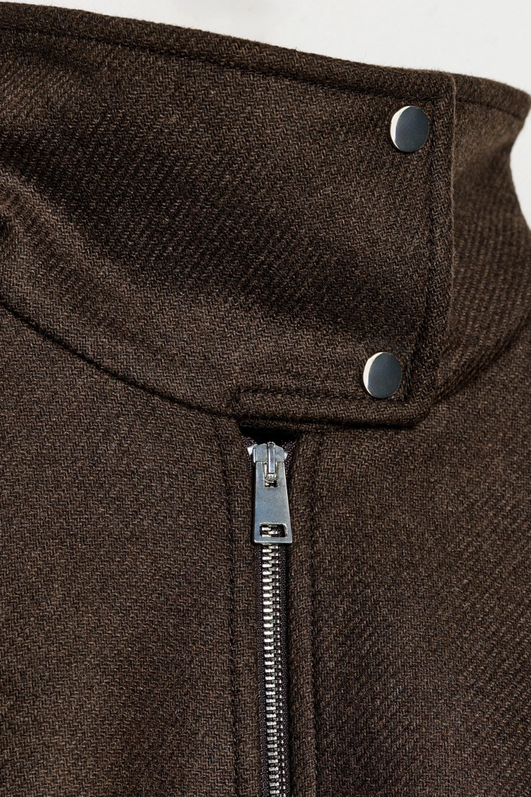 Бомбер из шерстяной смеси с высоким воротником