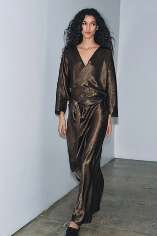 Атласное платье с запахом — ZW COLLECTION- Заказать в России