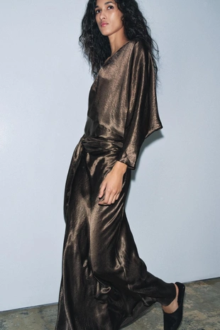 Атласное платье с запахом — ZW COLLECTION- Заказать в России
