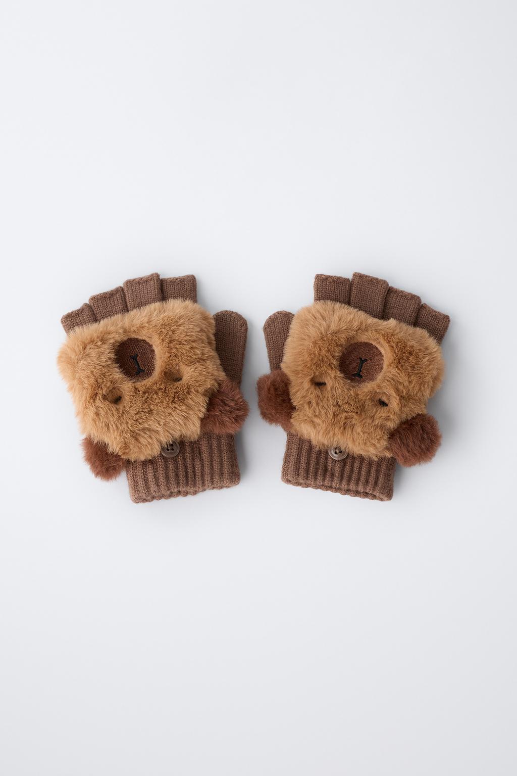 МИТЕНКИ ИЗ ИСКУССТВЕННОГО МЕХА «КАПИБАРА»