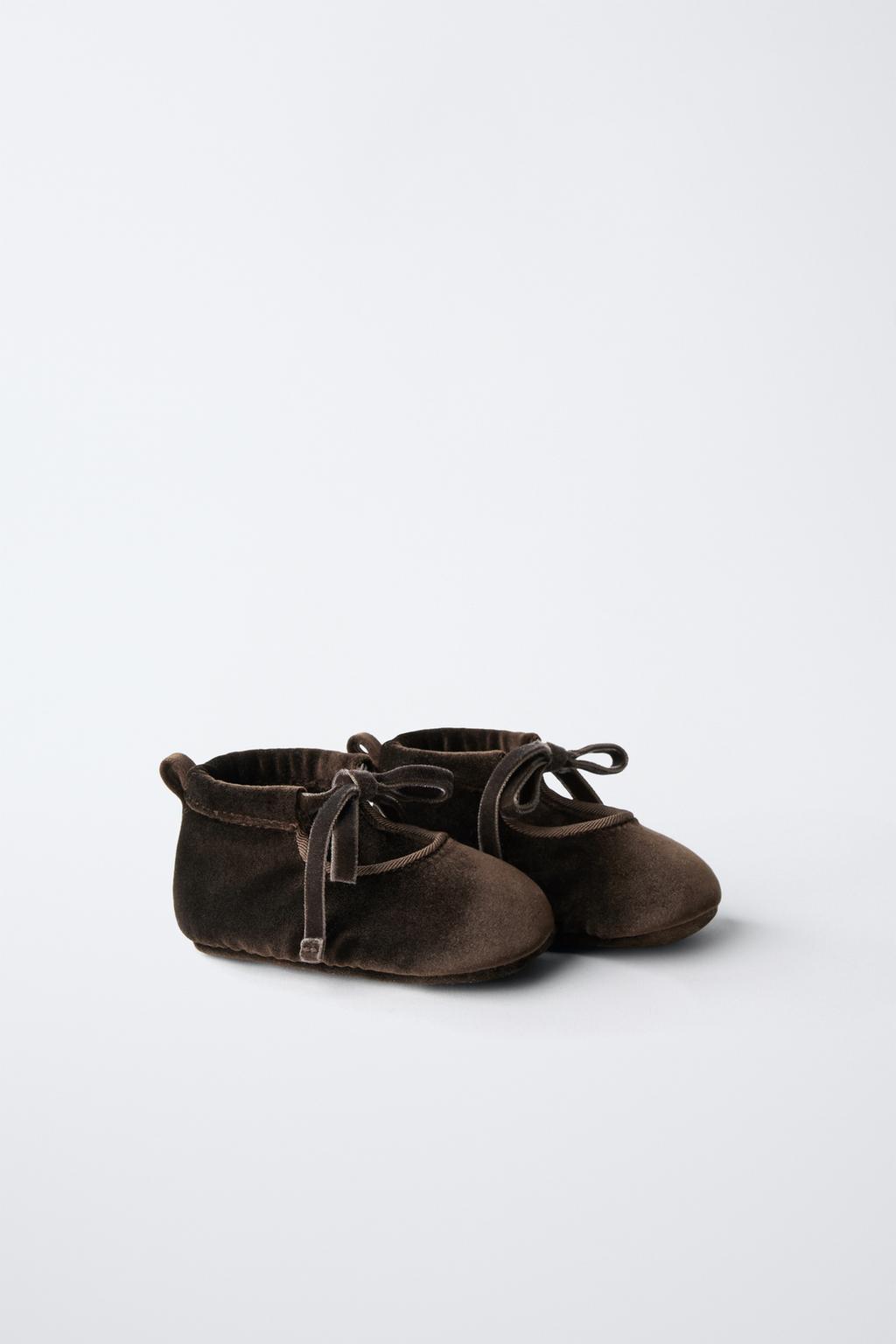 Туфли балетки с бантом из вельвета