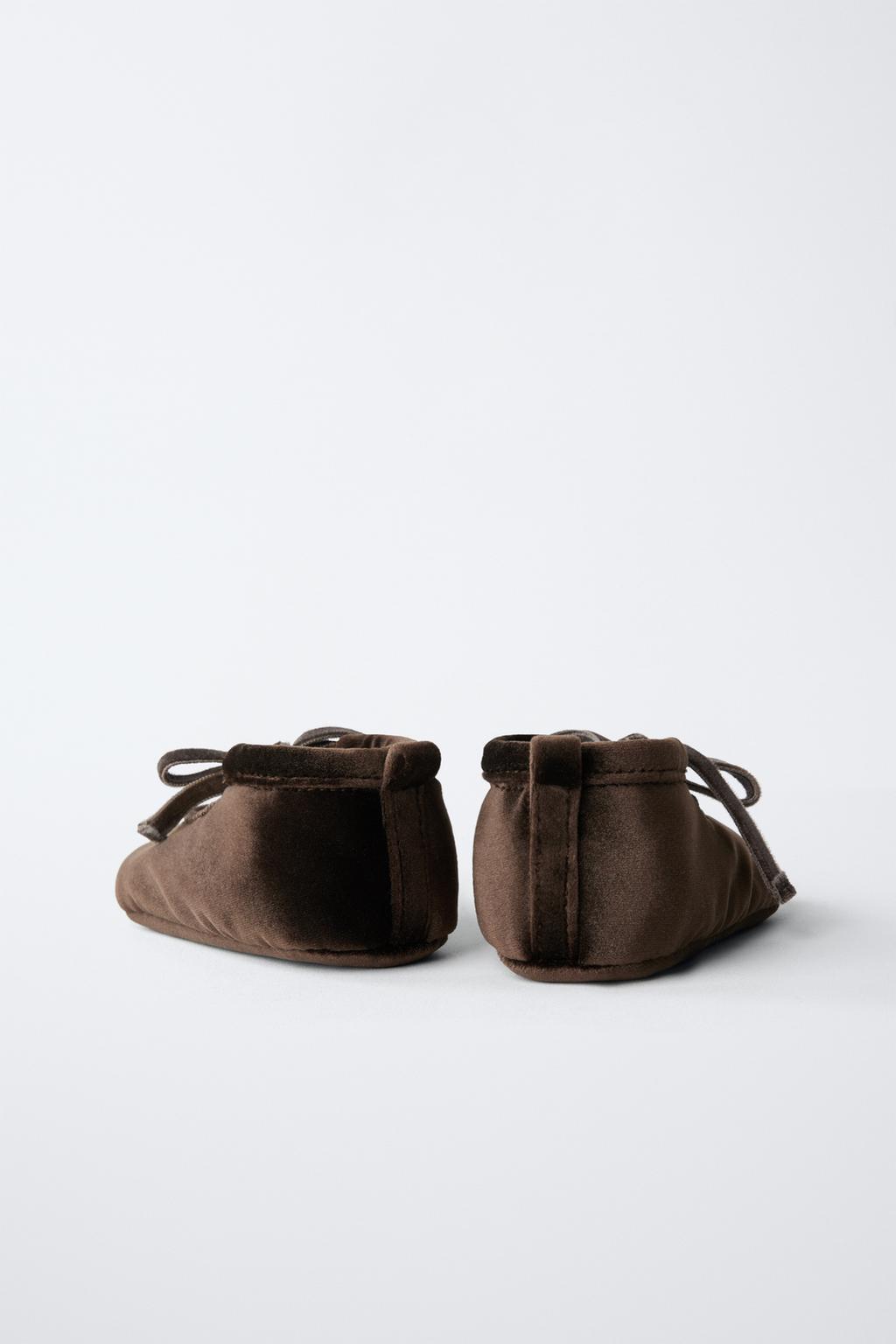 Туфли балетки с бантом из вельвета