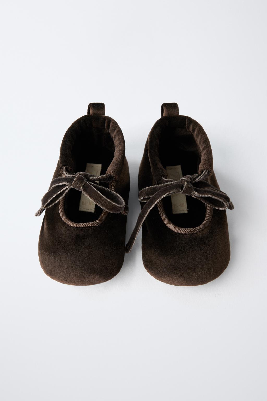 Туфли балетки с бантом из вельвета