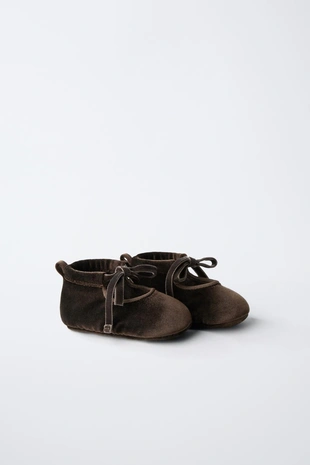 Туфли балетки с бантом из вельвета- Заказать в России