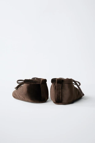 Туфли балетки с бантом из вельвета- Заказать в России