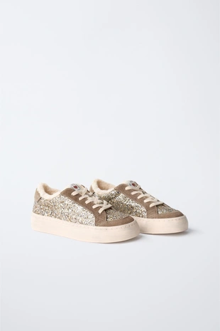 Купить Zara Кроссовки блестящие из искусственной овчины