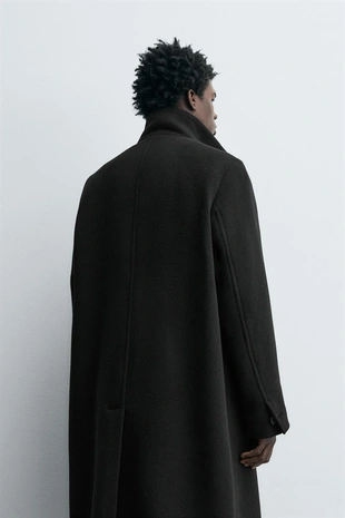 Длинное пальто с шерстью- Заказать в России