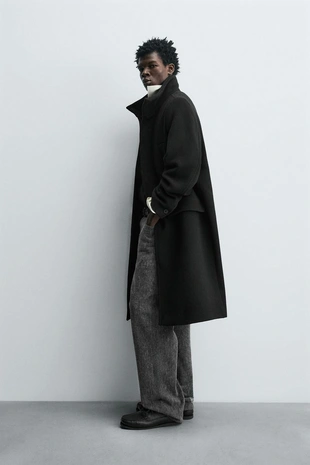 Длинное пальто с шерстью- Заказать в России