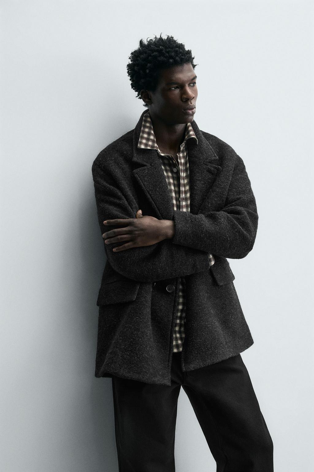 ДВУБОРТНАЯ КУРТКА ИЗ СМЕСОВОЙ ШЕРСТИ