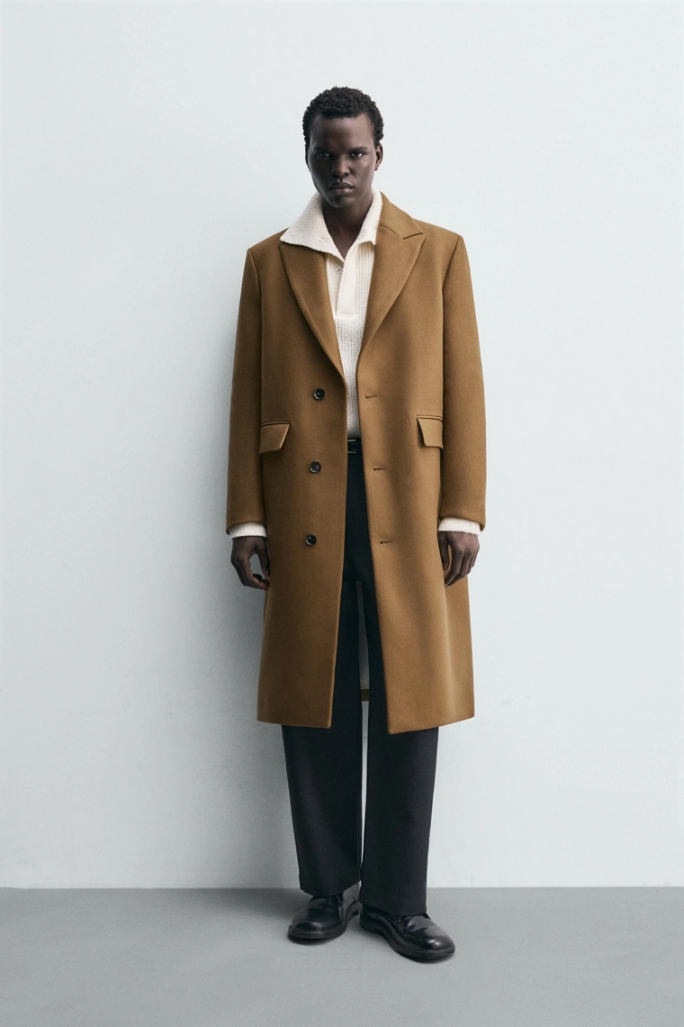 Пальто из шерстяной смеси с прямой посадкой