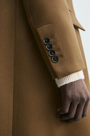 Пальто из рельефной смесовой шерсти- Заказать в России