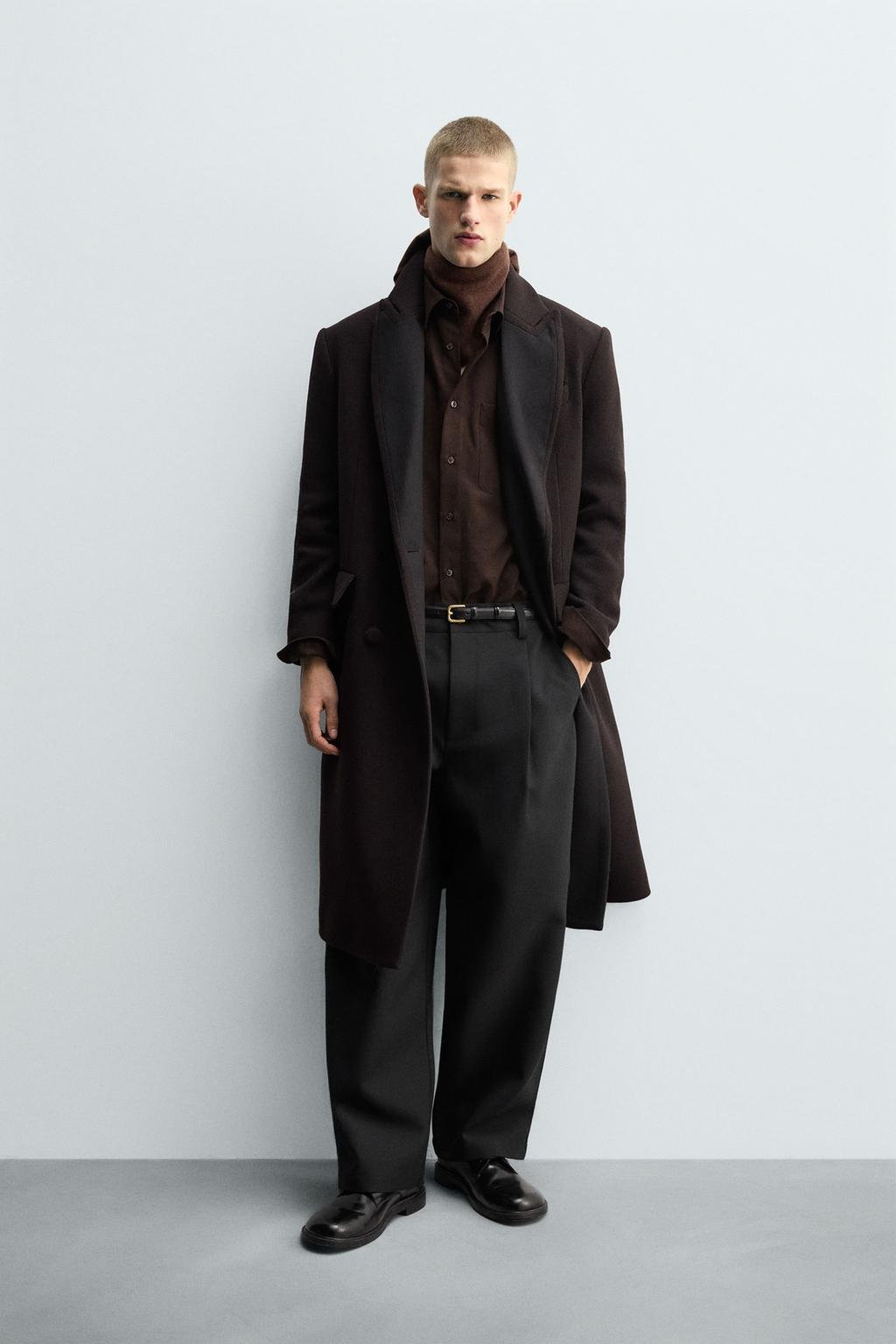 ПАЛЬТО ИЗ ШЕРСТИ С КОНТРАСТНЫМИ ЛАЦКАНАМИ