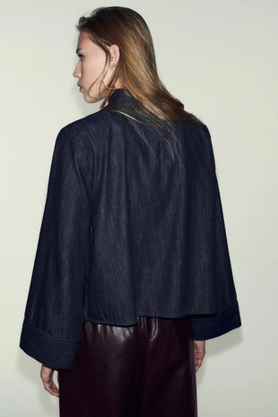 Джинсовая рубашка Z1975 с высоким воротником- Заказать в России