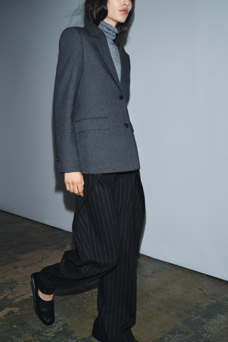 Брюки средней посадки с пинстрайпами из шерсти