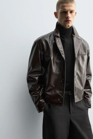 Куртка из блестящей кожи- Заказать в России
