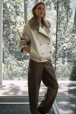 Брюки прямого кроя из кожи — ZW COLLECTION LIMITED EDITION- Заказать в России