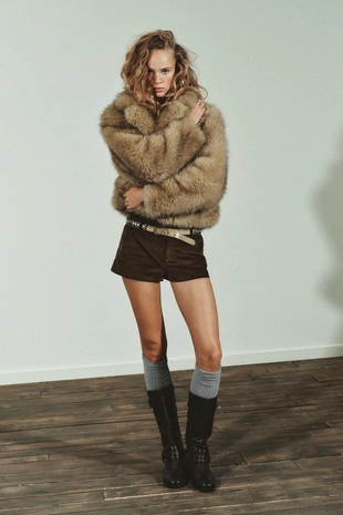 Короткое пальто из искусственного меха- Заказать в России