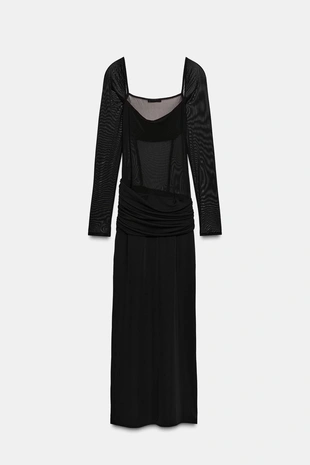 Комбинированное платье свободного кроя- Заказать в России