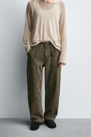 Брюки карго из ткани с абстрактным принтом- Заказать в России