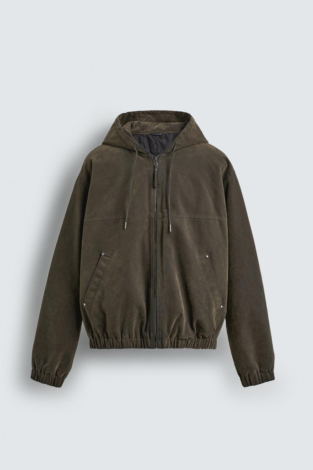 СТЕГАНАЯ КУРТКА ИЗ ВЕЛЮРА С КАПЮШОНОМ