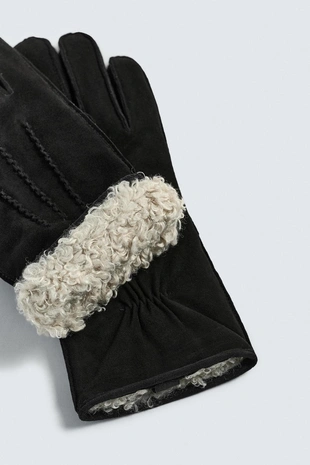 Комбинированные кожаные перчатки- Заказать в России