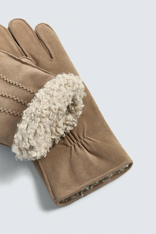 Комбинированные кожаные перчатки