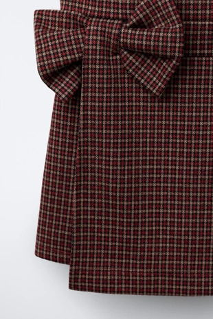 Короткий комбинезон в клетку с бантом- Заказать в России