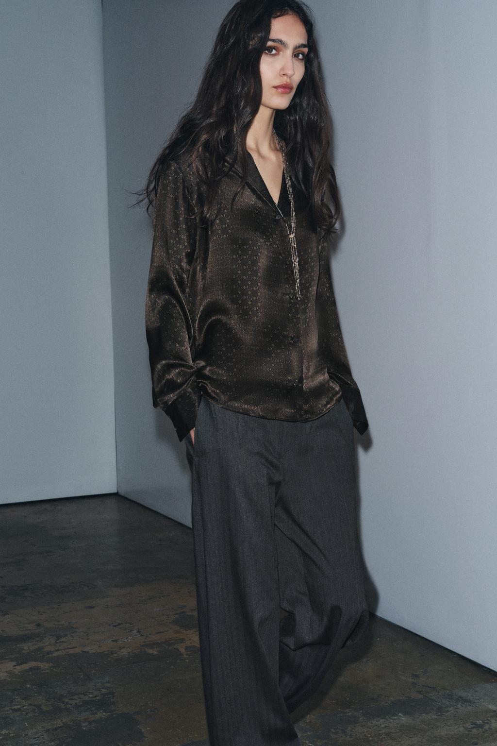 ШЕЛКОВАЯ РУБАШКА В ПИЖАМНОМ СТИЛЕ — ZW COLLECTION