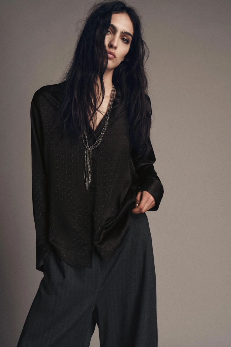 Рубашка пижамная из 100% шелка zw collection