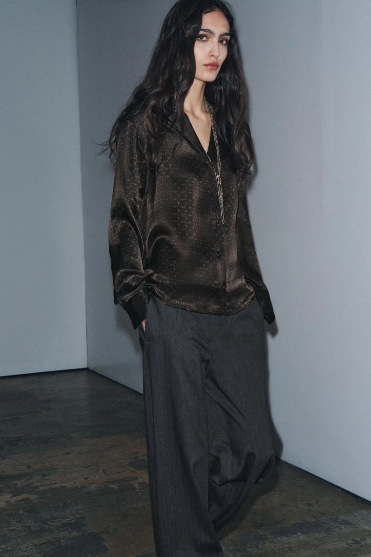 Рубашка пижамная из 100% шелка zw collection