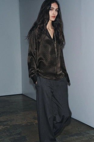 Шелковая рубашка в пижамном стиле — ZW COLLECTION- Заказать в России