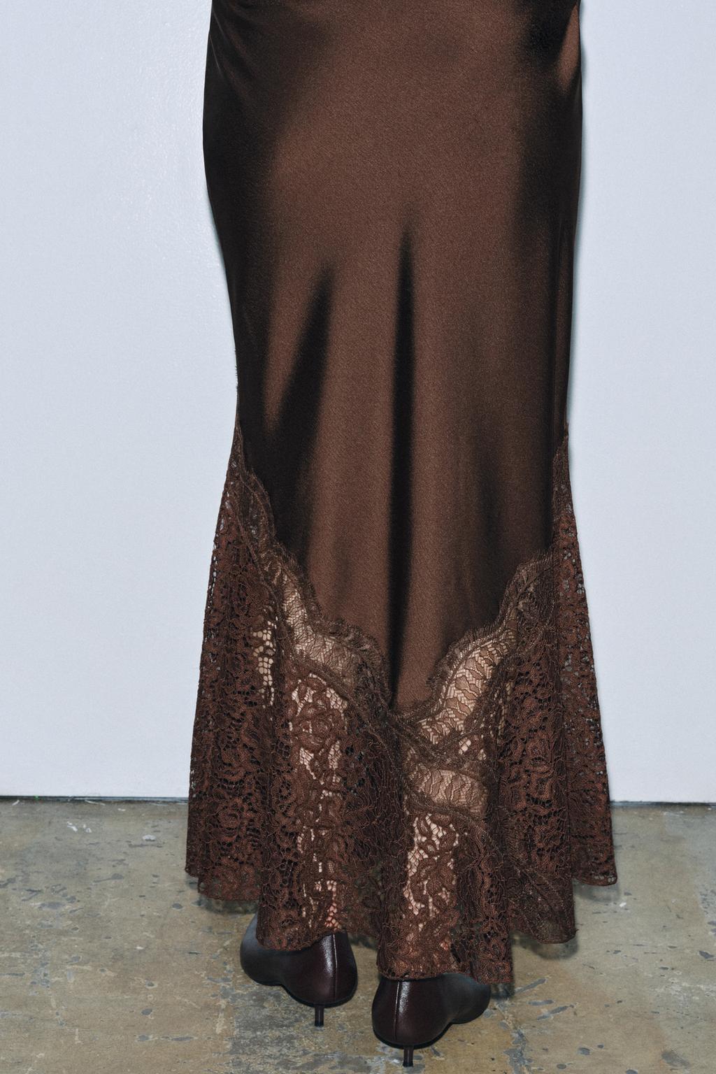 АТЛАСНАЯ ЮБКА С КРУЖЕВОМ ZW COLLECTION