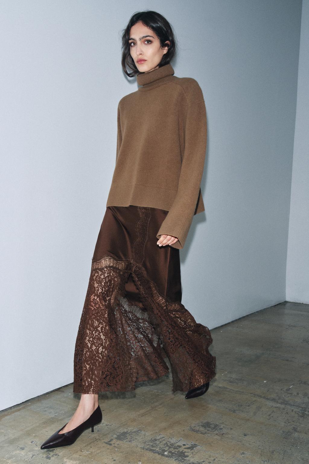 АТЛАСНАЯ ЮБКА С КРУЖЕВОМ ZW COLLECTION