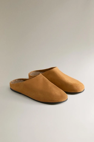 Теплые кожаные мулы с меховой подкладкой- Заказать в России