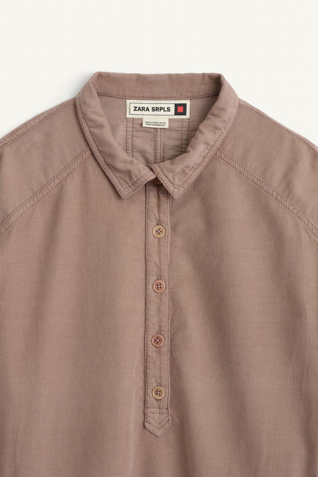 Платье из вельвета с воротником рубашки и рукавами баллон