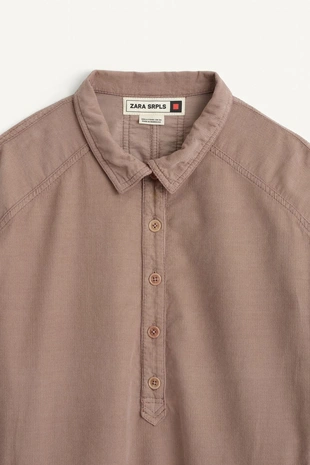 Платье из вельвета с воротником рубашки и рукавами баллон- Заказать в России