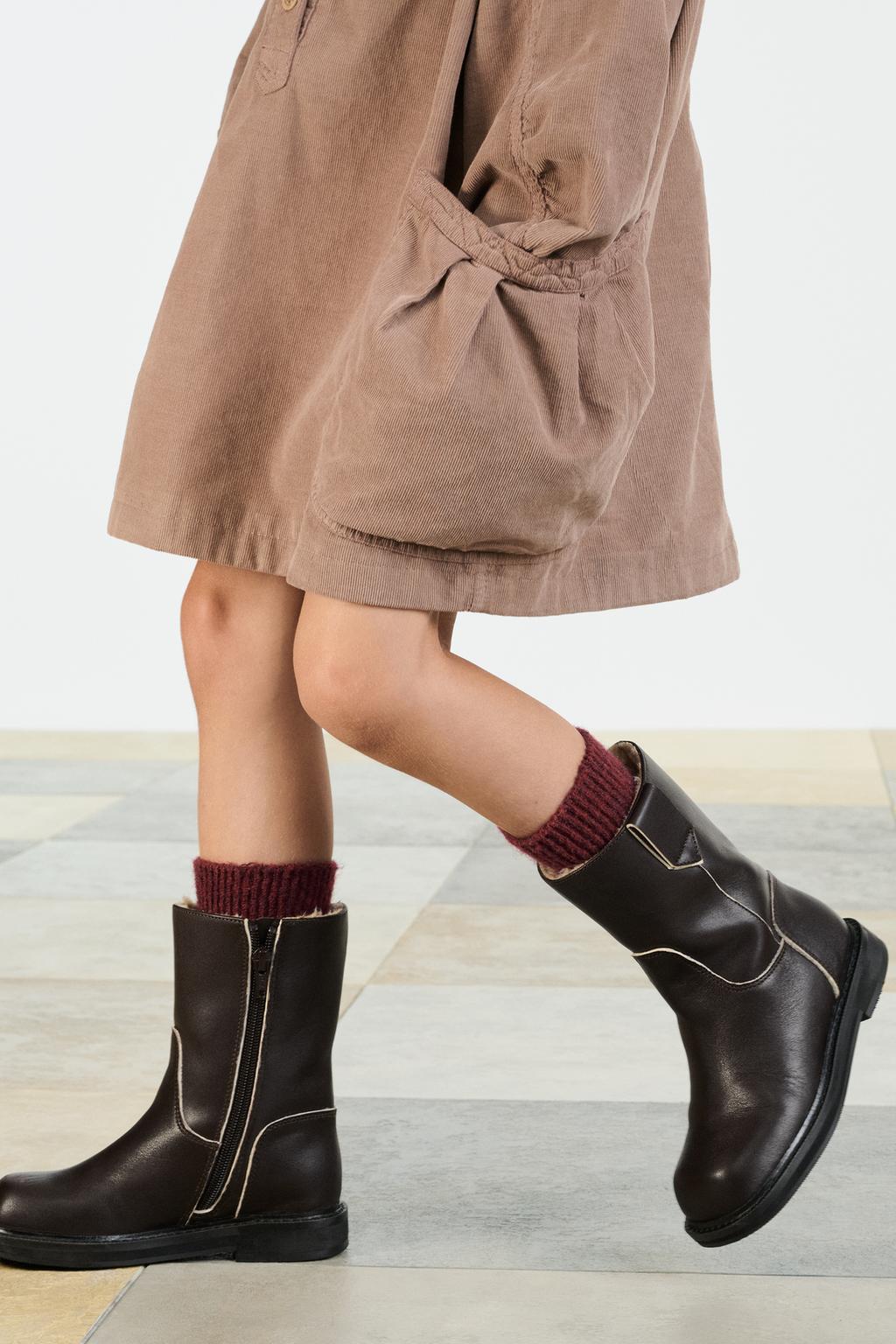 Платье из вельвета с воротником рубашки и рукавами баллон