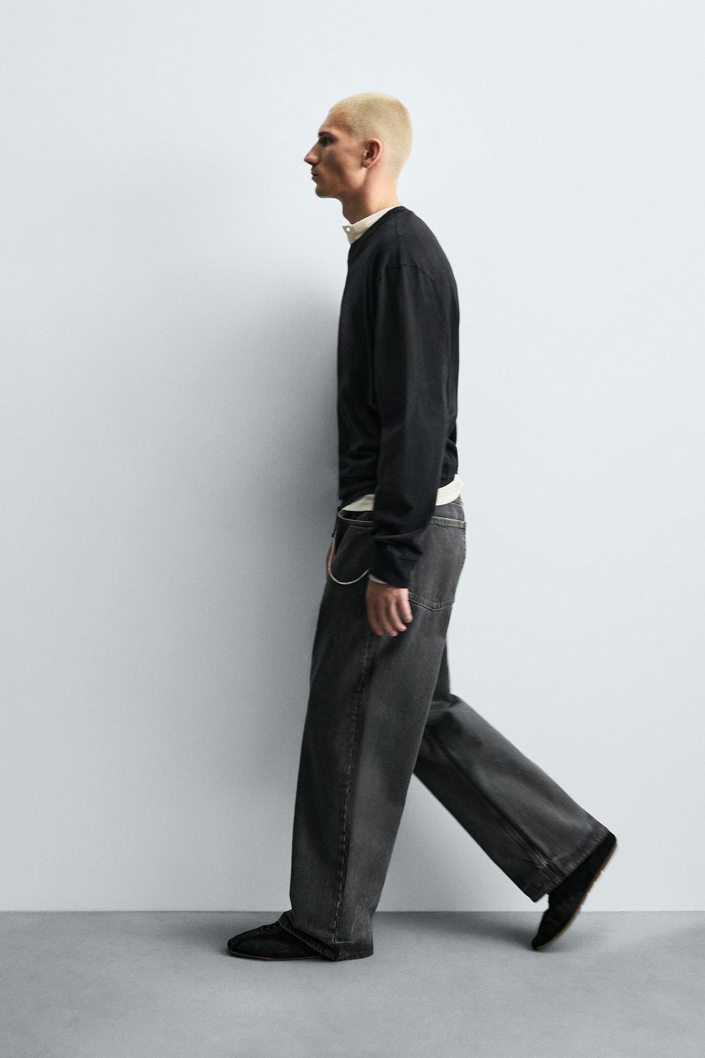 ДЖИНСЫ BAGGY FIT С ЭФФЕКТОМ ВОЩЕНИЯ