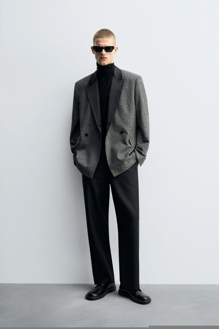 Многоцветный мозаичный двубортный блейзер