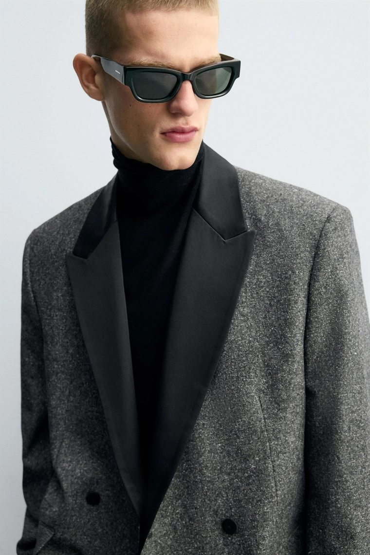 Многоцветный мозаичный двубортный блейзер