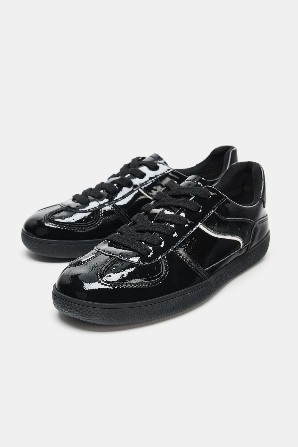 Zara Лакированные кроссовки - Цвет черный - black | 5461/610