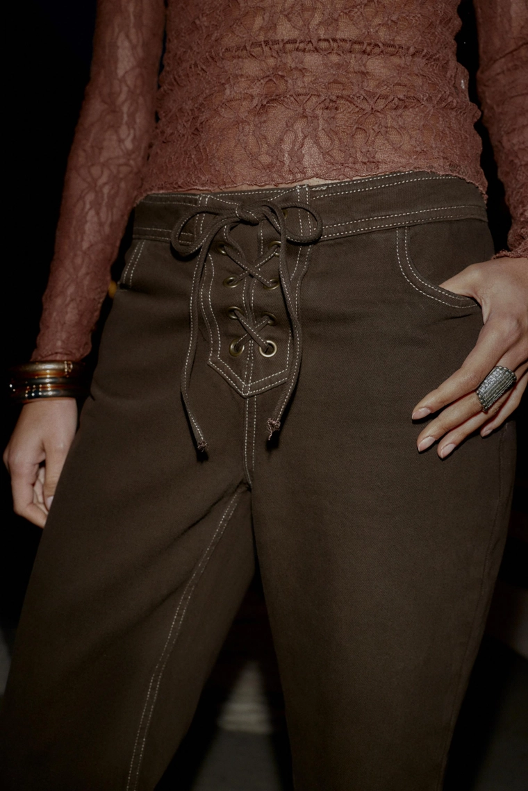 Джинсы z1975 прямого кроя с высокой посадкой и шнуровкой