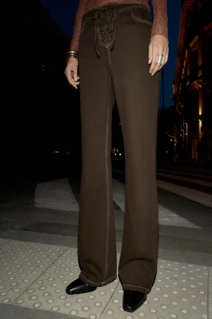 Джинсы Z1975 STRAIGHT с высокой посадкой и шнурками- Заказать в России