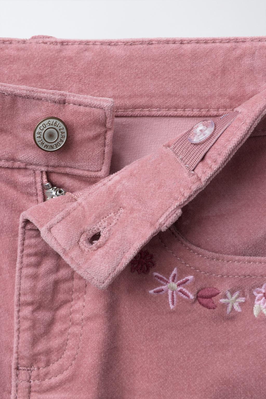 БАРХАТНЫЕ БРЮКИ С ВЫШИТЫМИ ЦВЕТАМИ