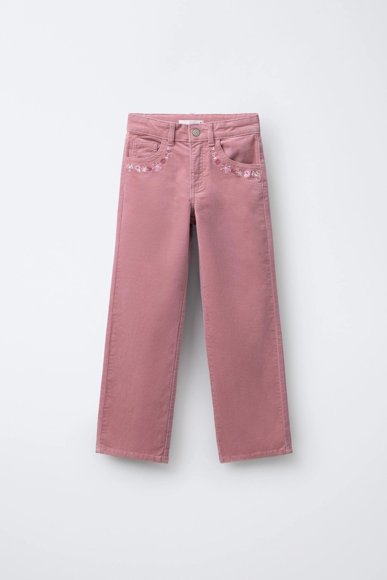 Бархатные брюки с вышитыми цветами