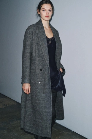 Пальто в клетку из 100% шерсти — ZW COLLECTION LIMITED EDITION- Заказать в России