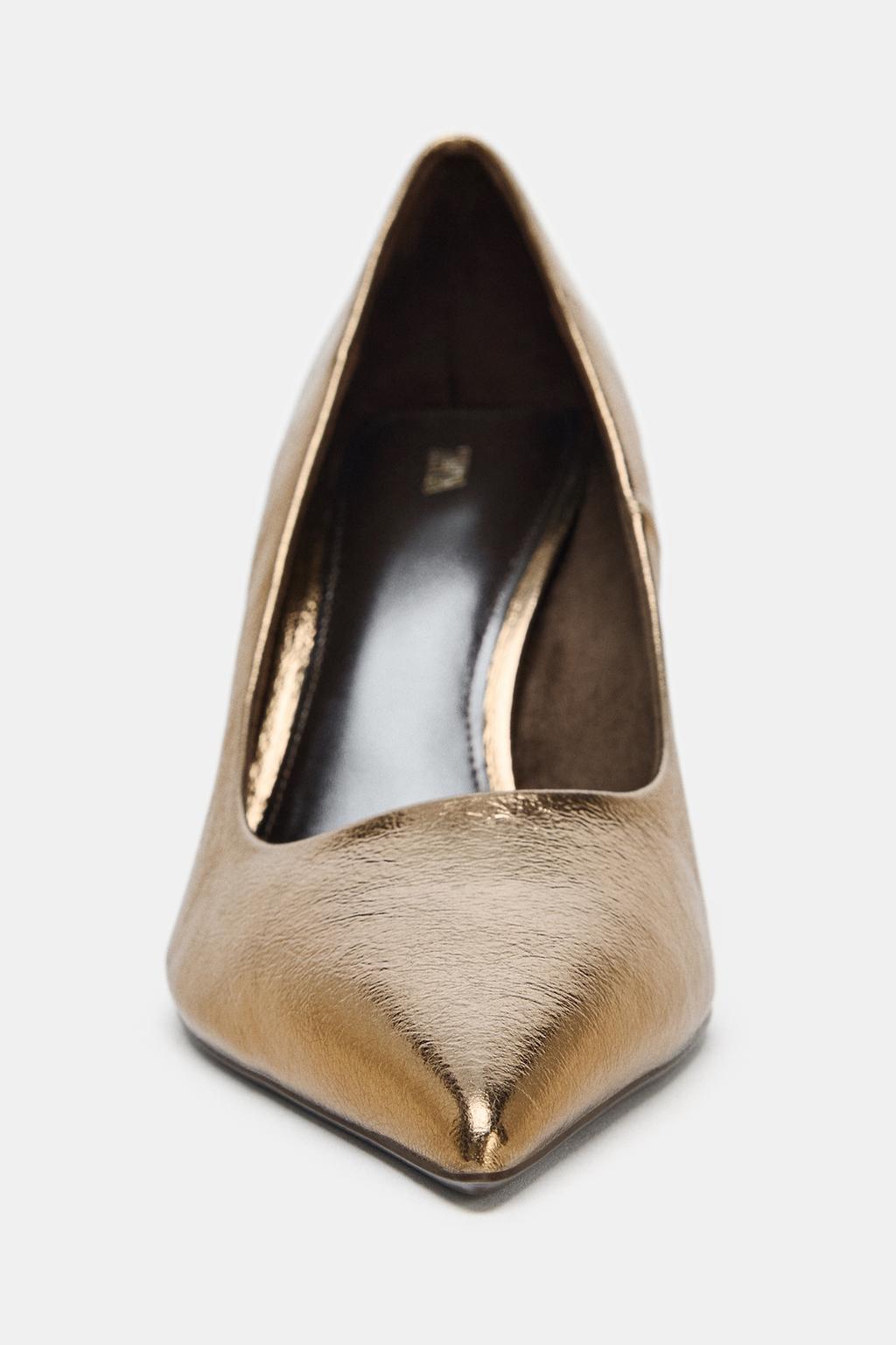 ТУФЛИ НА ВЫСОКОМ КАБЛУКЕ С МЕТАЛЛИЧЕСКИМ БЛЕСКОМ