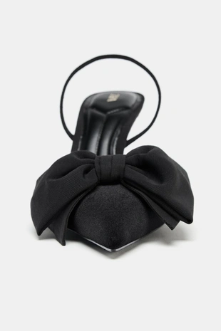 Бархатные туфли-мюли с бантом- Заказать в России