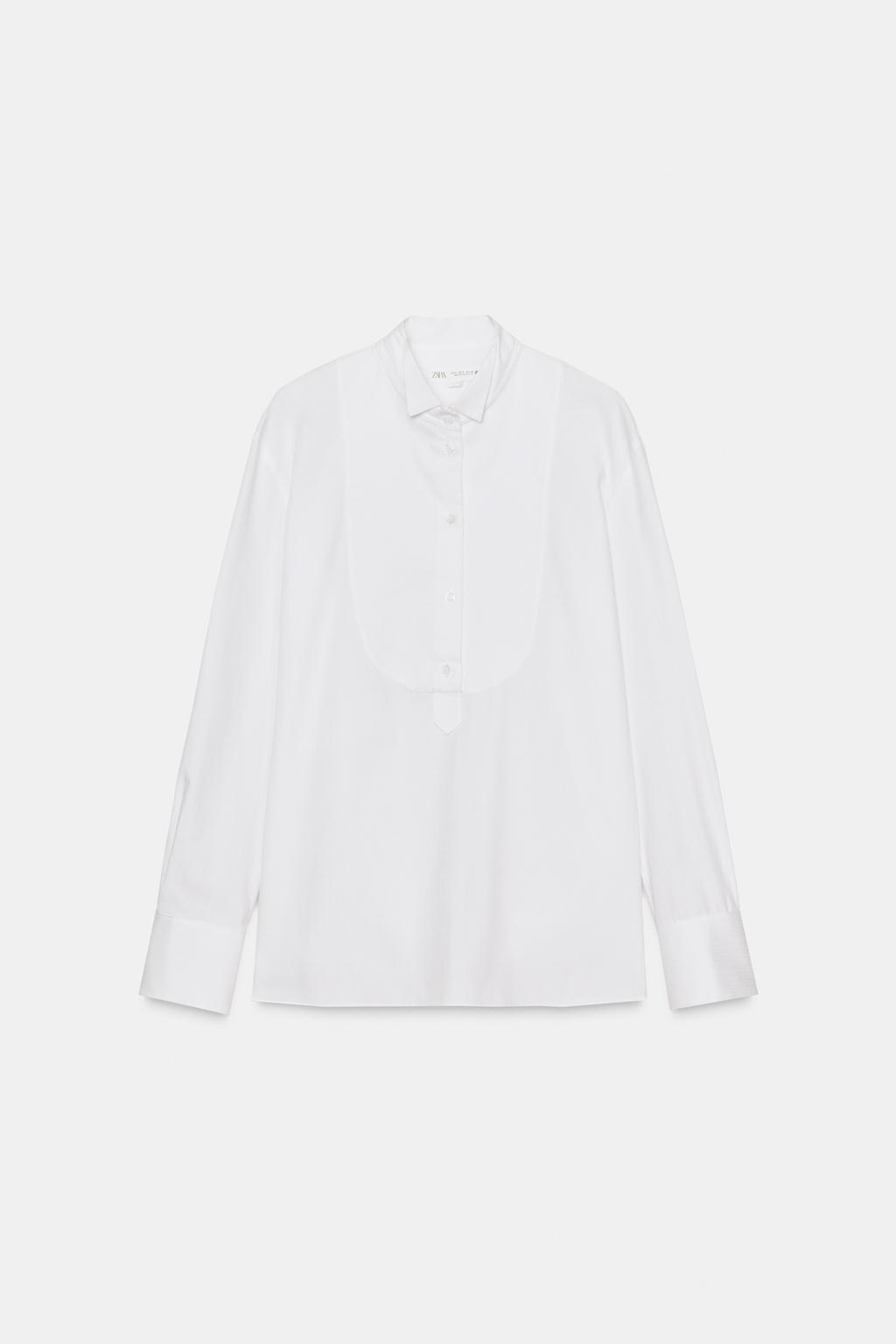 РУБАШКА ИЗ ПОПЛИНА С НАГРУДНОЙ ПЛАНКОЙ — ZW COLLECTION